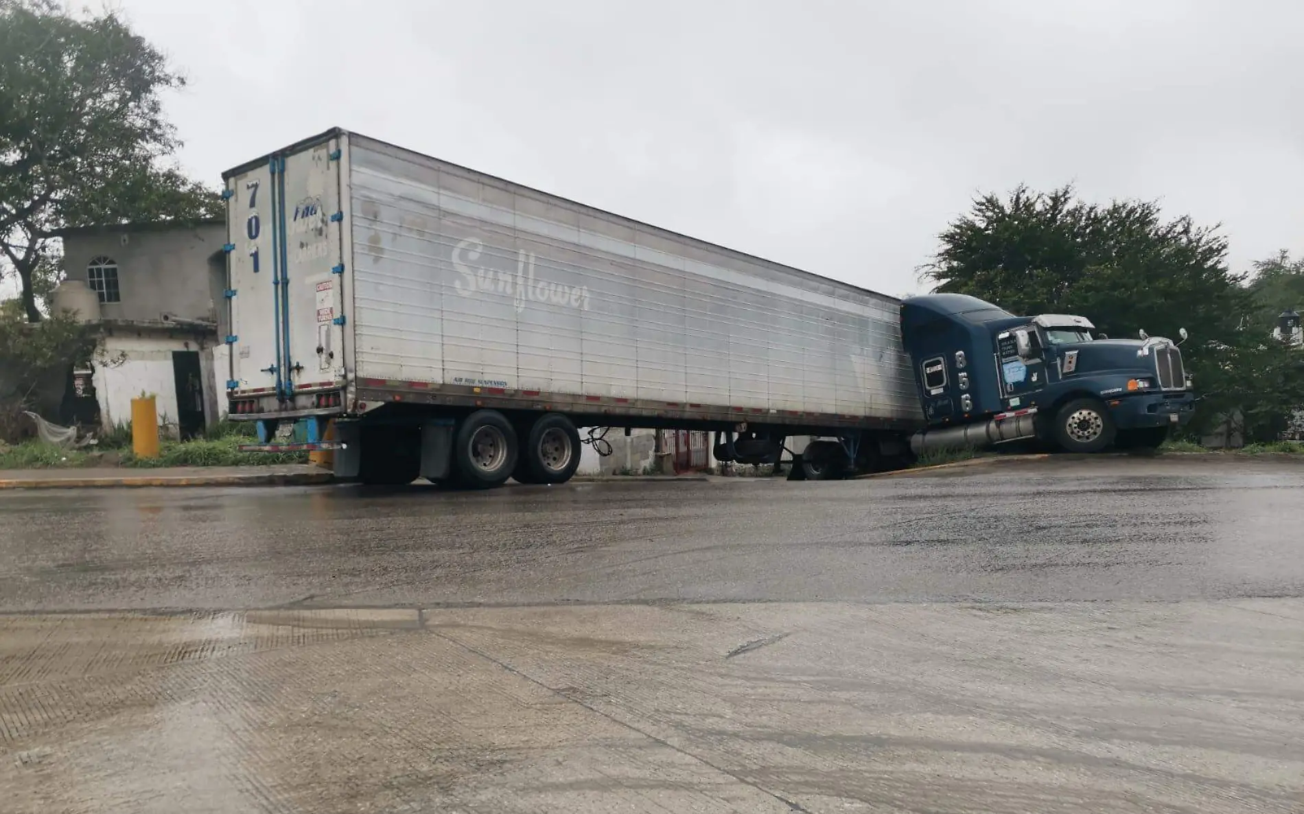 Tráiler con brócoli termina en accidente vial en libramiento de Pueblo Viejo en Veracruz 